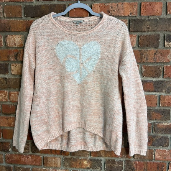 Calvin Klein Jeans womens eyelash logo heart crewneck sweater pink large - Picture 1 of 4